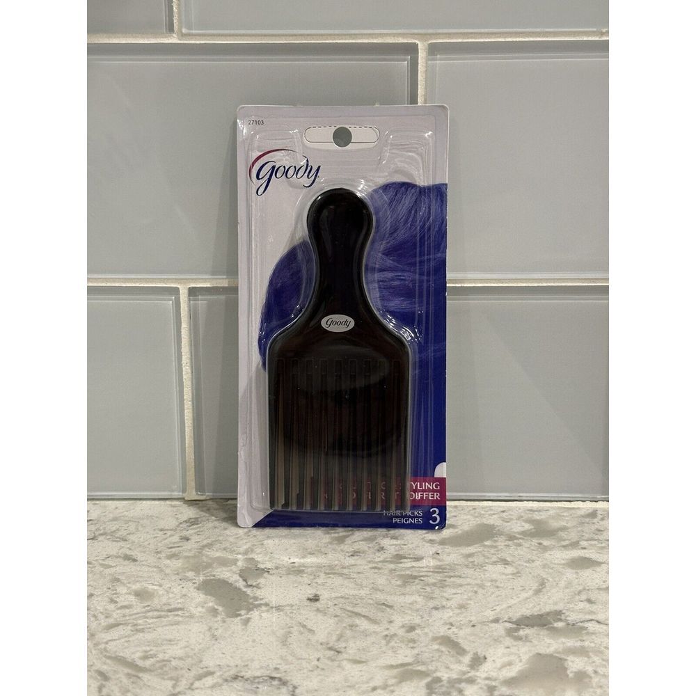 GOODY Hair Lift‎ Picks Pack Of 3 NEW NOS from 2009 (1)black (1)silver (1)gray